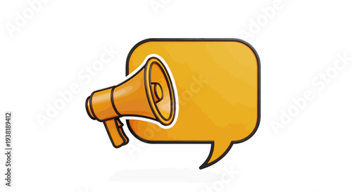 Megaphone in speech bubble icon.