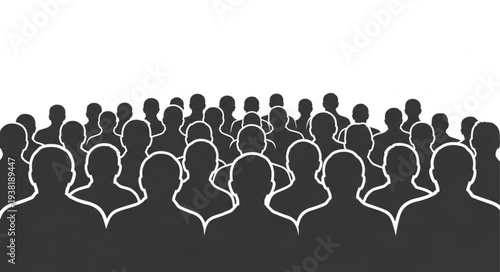 Silhouette of Crowd People Gathering.