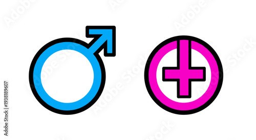 Male and female gender symbols.