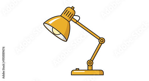 Golden desk lamp with adjustable arm.