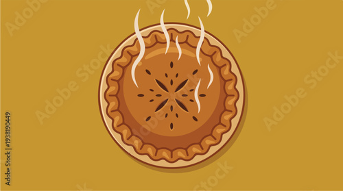 Deliciously Baked Hot Apple Pie with Steam Rising.