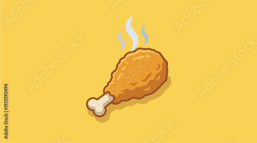 Deliciously Fried Chicken Leg with Steam Rising.