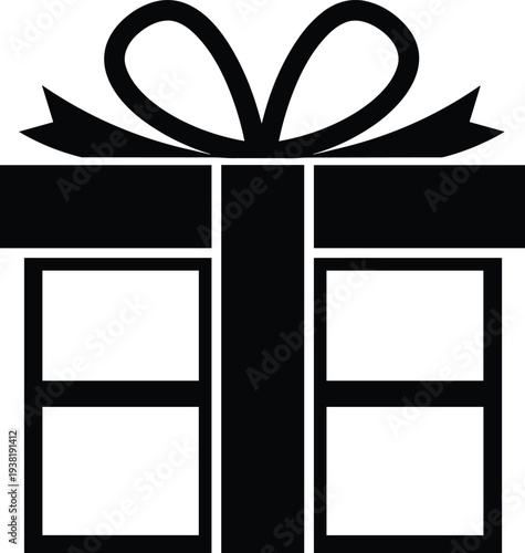 "Gift box icon with ribbon and bow symbolizing celebration, present exchange, holiday surprise, birthday gift, festive occasion, party decoration, and joyful giving concept"