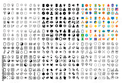 Interface icons with bell camera lock minimal
