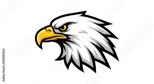White Bald Eagle Head Illustration Profile.