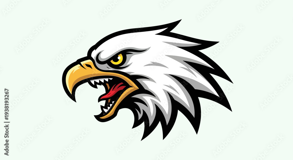 Fototapeta premium Bald Eagle Head Illustration with Open Beak.
