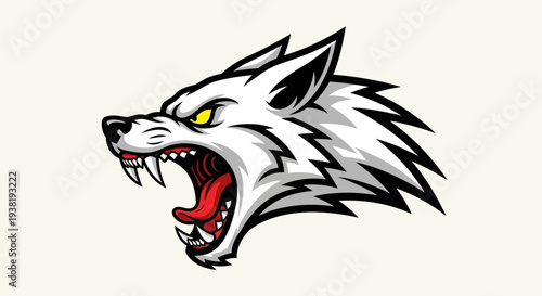 Aggressive Wolf Head Graphic Illustration.
