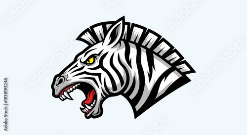 Angry Cartoon Zebra Head Logo Illustration.