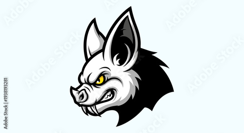 Black and White Cartoon Boar Head Illustration.