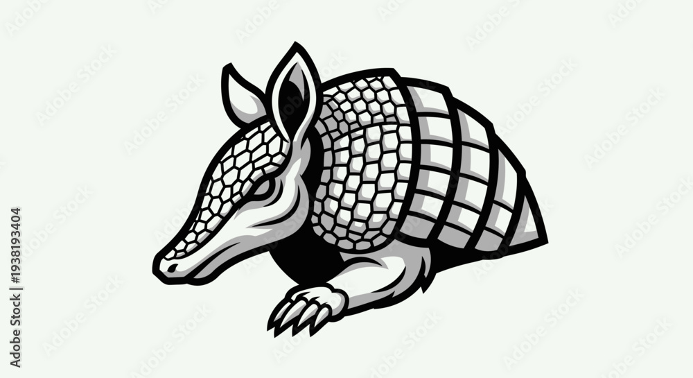 Obraz premium Armadillo Illustration with Detailed Shell and Claws.