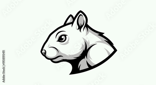 Black and White Squirrel Head Illustration.