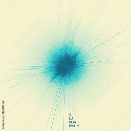 Background with explosion. Starburst dynamic lines. Solar or starlight emission. 3d futuristic technology style. Vector illustration.