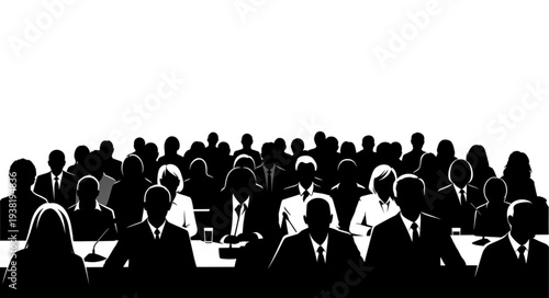 Silhouetted Business People in Meeting.