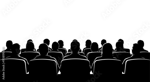 Silhouetted Audience Watching Movie Together.