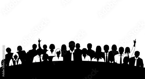 Silhouetted Business People Celebrating Success Together.