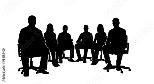Silhouetted Business People in Meeting.