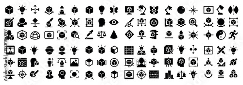 Concept icons with cube head light minimal