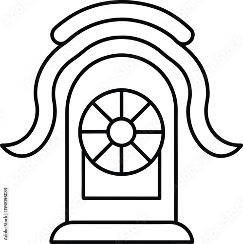 Shinto Shrine Outline Icon Japanese Torii Gate Design
