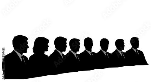 Silhouetted Business Professionals in a Row.