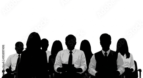 Silhouetted Business Professionals in Meeting.