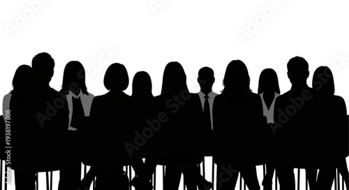 Silhouetted Business People Standing Together.