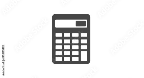 A simple monochrome image of an electronic calculator with a display and buttons