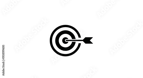 Black and white bullseye icon with arrow, illustrating aim, precision, and focus