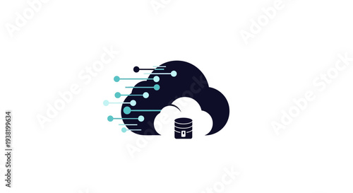 Cloud data storage and global network concept with abstract minimal design style