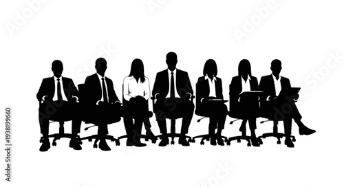 Silhouetted Business Professionals in Meeting.