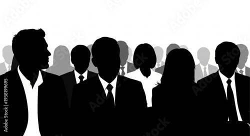 Silhouetted Business Professionals in Suits.
