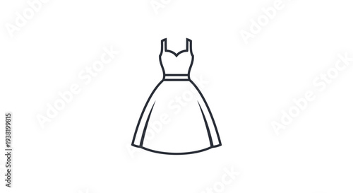 Elegant outline illustration of a classic dress for fashion and design concepts