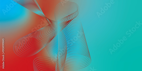 Curved luminous ribbons in azure and maroon sweeping across a deep shadowy backdrop with scattered micro sparkles, modern futuristic tech atmosphere, vector illustration