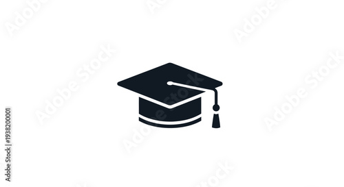 Graduation cap symbol isolated on a white backdrop representing education and achievement