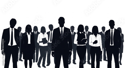 Silhouetted Business Professionals Walking Together.