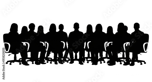 Silhouetted Business Team in Meeting.
