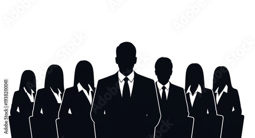 Silhouetted Business Team Standing Together.