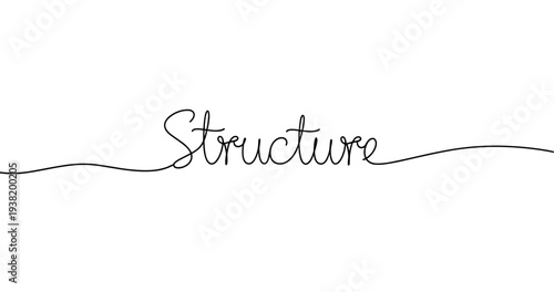 Elegant hand-sketched calligraphy of the word 'structure' on white background. No editable strokes