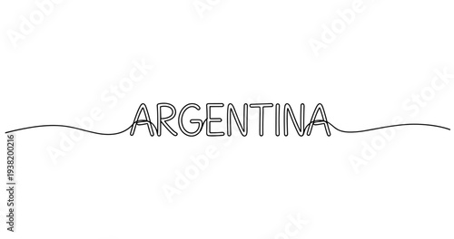 Continuous line art of the word argentina with minimalist design. No editable strokes