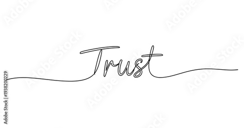 Elegant trust calligraphy with minimalist line art design on white background. No editable strokes