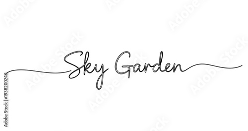 Sky garden elegant calligraphy script text logo design. No editable strokes