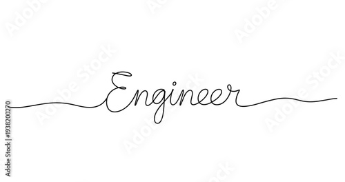 Handwritten cursive script of the word engineer on white background. No editable strokes