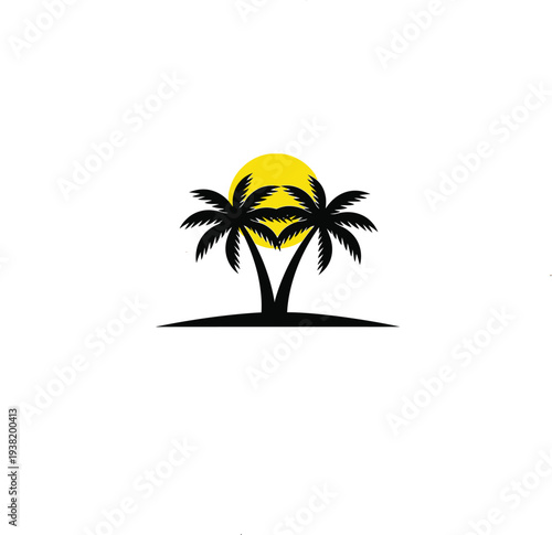  plum tree and sun vector illustration 