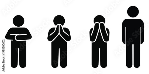 Four black silhouette figures showing different human emotions and actions Keywords: silhouette, figure, person, man, human