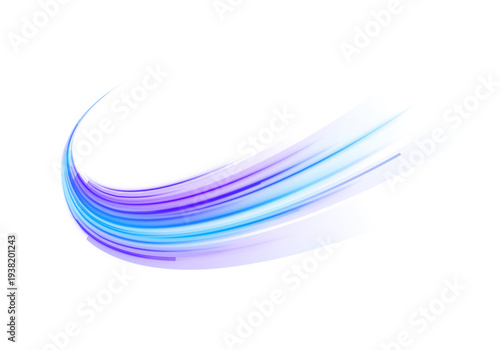 Bright neon blue waves twist in motion. Curved glowing lines create dynamic energy flow. Futuristic background with fast digital movement.