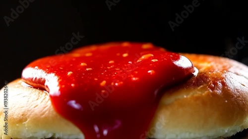 Golden Syrup Drizzled Over a Delicious Red Jam Topped Bun.