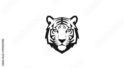 Black and White Tiger Head Illustration.