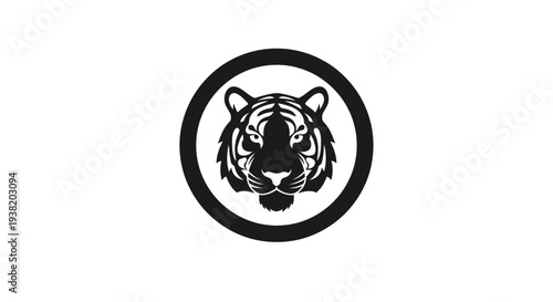 Black and white tiger head logo.