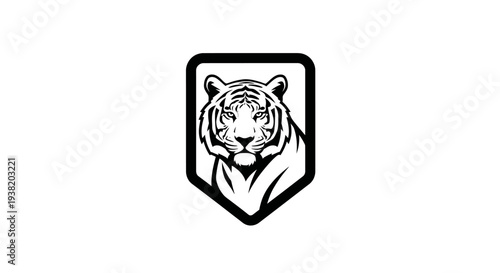 Black and White Tiger Head Logo Design.