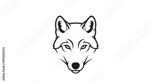 Black and White Wolf Head Illustration.