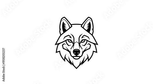 Black and White Wolf Head Illustration.